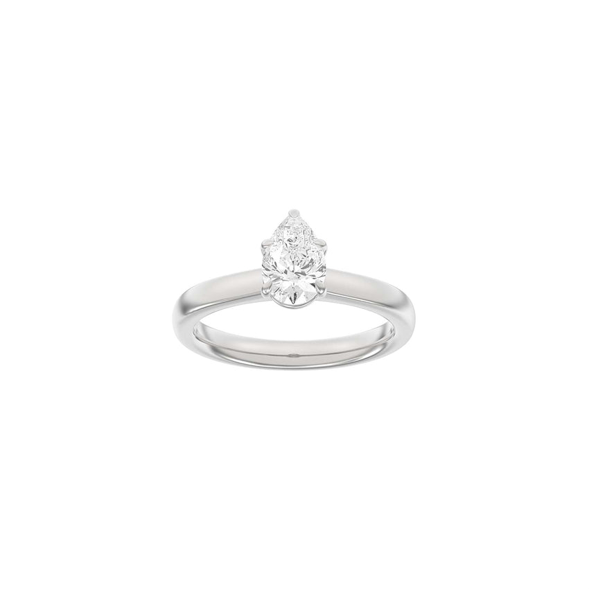 Siersbøl dråbeformet ring i 14 kt hvidguld med 1,0 ct lab-diamant
